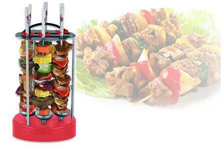 Elektrisk grill-kebab: funksjoner av valg