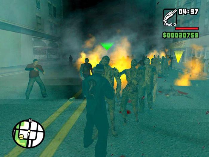 Tillegg og koder på "GTA: San Andreas" på zombier