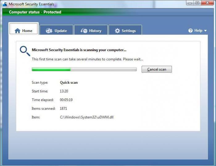 Detaljer om hvordan du deaktiverer Microsoft Security Essentials